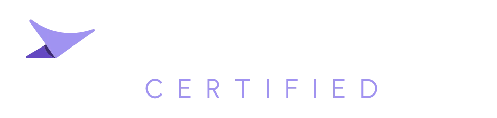 HearingLoss.com Certified logo in purple and lavender colors with stylized graphic and text.