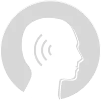 A profile silhouette of a head with sound waves emanating from it, representing cognitive processes and auditory perception.